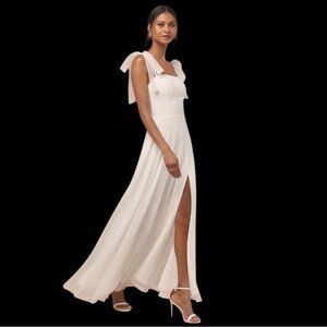 Lulus Radiant Romance White Tie-Strap Maxi Dress Wedding Bridal NWOT